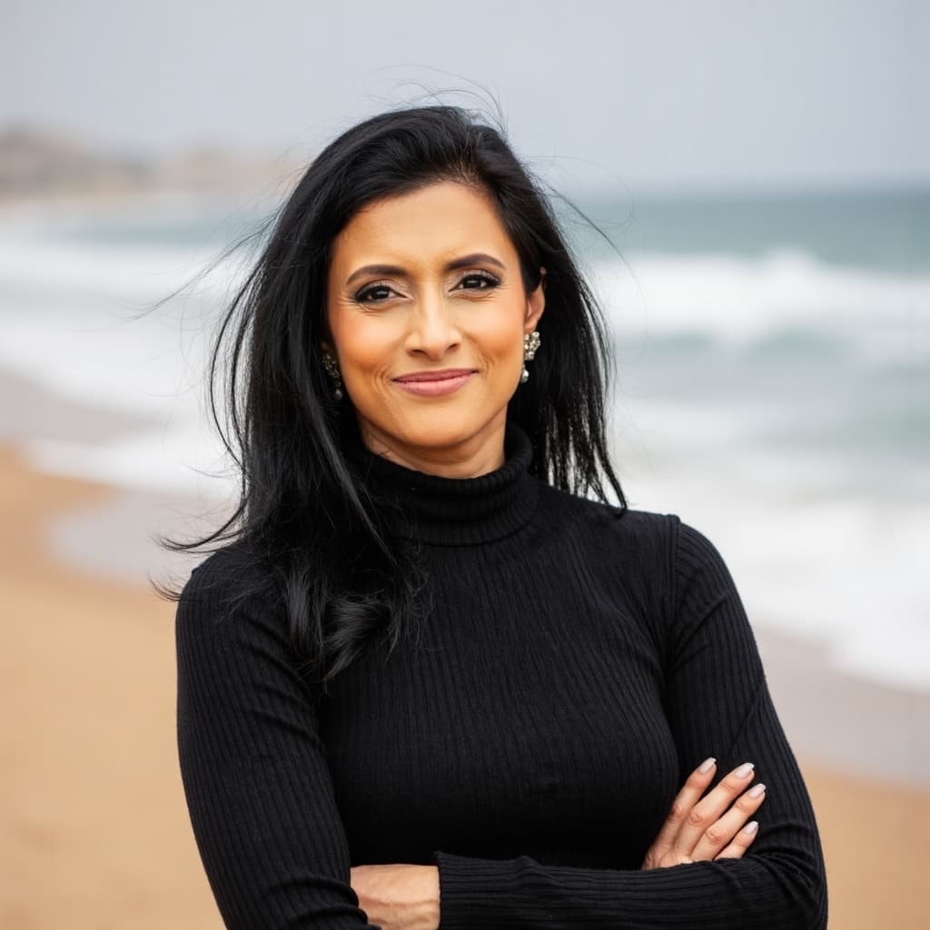 Portrait of Armi Noorata by the beach